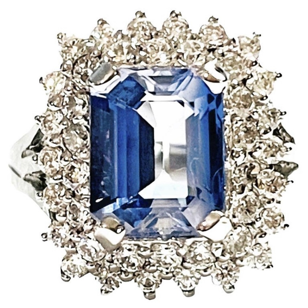 African IF 4.50 CT IF Cornflower Blue Tanzanite and White Sapphire Ring